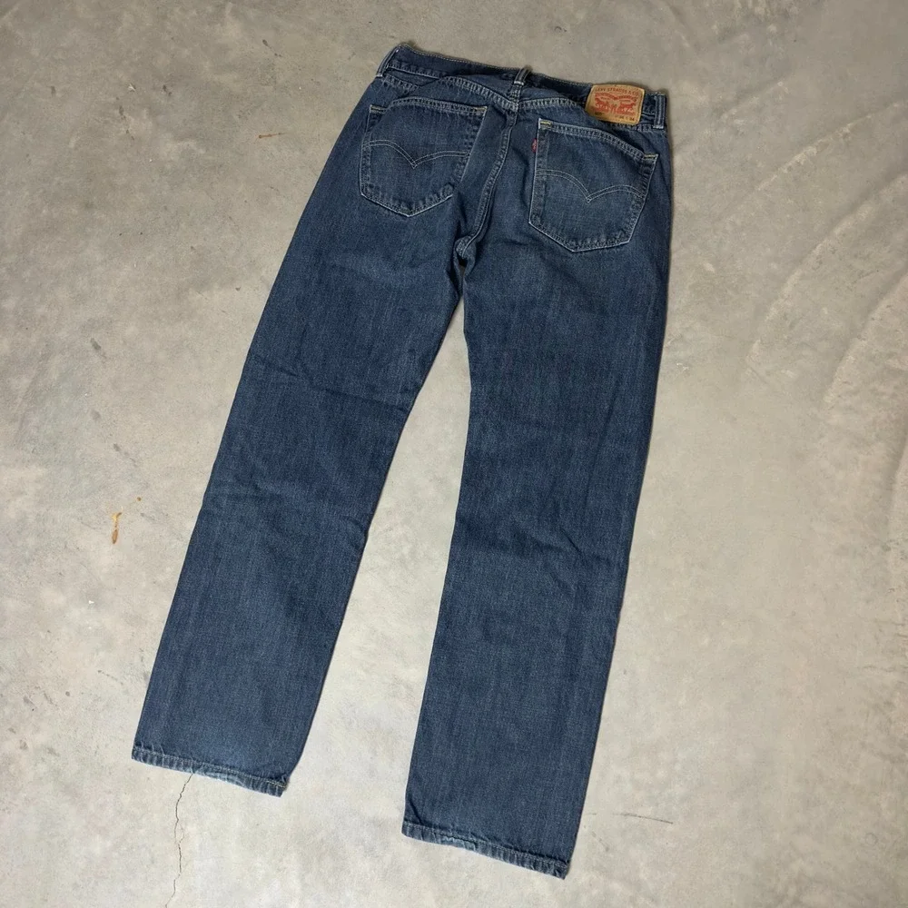 Levis 505 Regular Fit Straight Leg Jeans Men 36x34 Blue Dark Wash Baggy Heritage